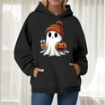 thumbnail image 2 of Kaprioy Womens Fall Hoodie Cute Spooky Print Graphic Tops Long Sleeve Loose Fall Fashion Clothes Hoodies with Pocket Black, XL, 2 of 6