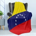 thumbnail image 4 of Venezuela Soft Flannel Fleece Throw Blanket, Basic Colorful Map with 8 Stars Country Representation, Cozy Plush for Indoor and Outdoor Use, 50" x 60", Yellow Indigo, by Ambesonne, 4 of 5