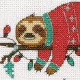 thumbnail image 4 of Dimensions Chill Out Christmas Sloth Counted Cross Stitch 6" Diameter, 4 of 6