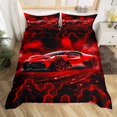 thumbnail image 2 of Erosebridal Housse de Couette Voiture de Course Rouge Simple, Literie Nid d'Abeille Taille Simple, Déco de Chambre Sports Moderne, Réversible 2 Pcs (Sans Couette), 2 of 6