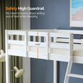 thumbnail image 5 of VINGLI Loft Bed with USB Charging Station/LED, Solid Wood Single Loft Bunk Bed with Flat Rungs for Teens/Adults, 15 inches High Guardrail,Wood Slat Support No Box Spring Needed, 5 of 9