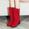thumbnail image 3 of Oyedens Wedge Wide Calf Boots for Women Fashion Casual Suede High Heel Winter Fall Short Boots, 3 of 9