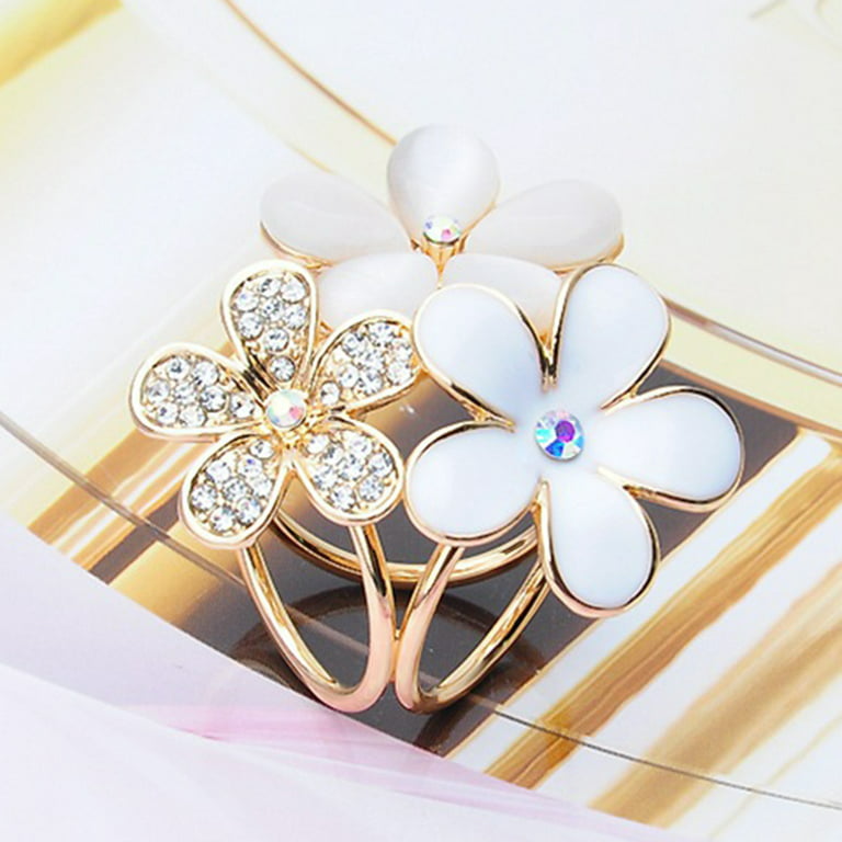1pc Women Flower & Rhinestone Decor Fashion Scarf Ring For Daily Decoration