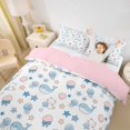 thumbnail image 3 of jejeloiu Cute Ocean Cat Print Bedding For Girls,Whale Jellyfish Pattern Duvet Cover Full,Blue White,Pink Reversible,3pcs,1 Duvet Cover and 2 Pillowcases, 3 of 6