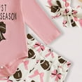 thumbnail image 4 of Hessimy Newborn Outfit Boy Long Sleeve Letter Romper Ribbed Knit Jumpsuit Baby Boy Preemie Coming Home Outfit cow pattern (Pink,0-3 Months), 4 of 5