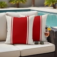 thumbnail image 4 of 2 Pack Outdoor Waterproof Throw Pillow Covers,Burgundy Red Stripe Decorative Square Pillow Case Patio Pillowcases for Chair Couch Sofa 16x16in, 4 of 9