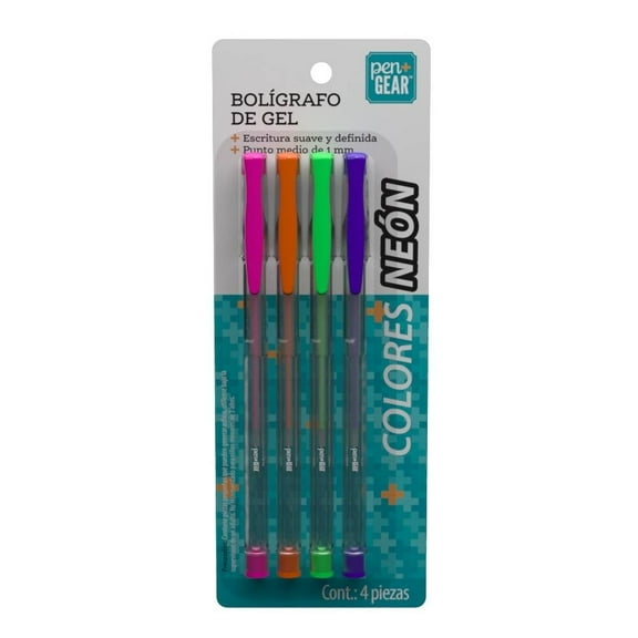 Bolígrafo de Gel Pen+Gear Colores Neón Punta Media 4 Piezas