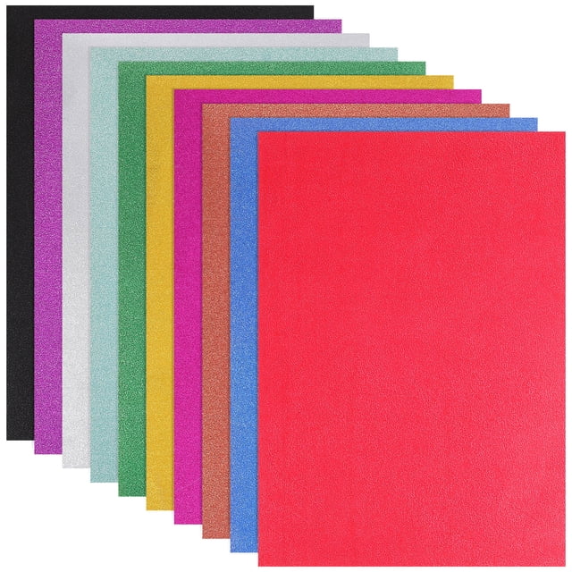 OULII Glitter Cardstock DIY Craft Paper for Creative Projects Self Adhesive Assorted Color 8.5 x 11 inches