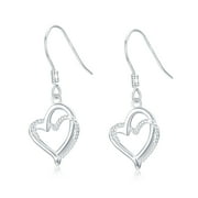 CUOKA MIRACLE Heart Earrings 925 Sterling Silver Earrings for Women Heart Dangle Earrings White Gold Plated Earrings Minimalistic Dainty Earrings Birthday Mother's Day Gift for Mom Grandma Wife Female