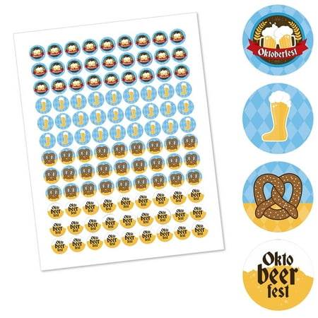 Big Dot of Happiness Oktoberfest - Beer Festival Round Candy Sticker Favors - Labels Fits Chocolate Candy (1 sheet of 108)