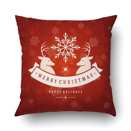 ARTJIA Xmas Christmas Greeting Card Lights And Snowflakes Merry Christmas Holidays Wish And Happy New Year Message Pillow Case Cushion Cover Case Throw Pillow Case 18x18