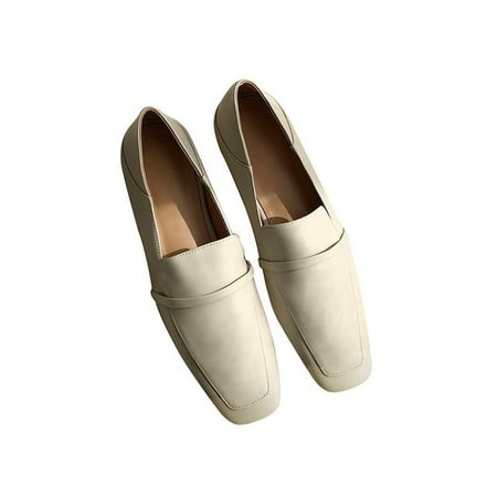 

MEZEREON Cow Leather Square Toe Women Flats Casual Loafers Women Shoe Without Heel Spring Autumn Mules Woman Simple Shoes 2022