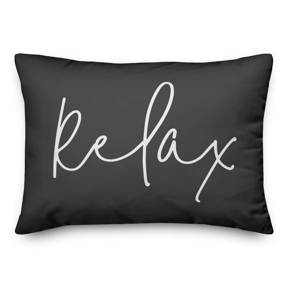Creative Products Relax Thin Script Black and White 14x20 Indoor / Outdoor Pillow