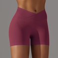 thumbnail image 4 of SWSMCLT Women's High Waisted Yoga Shorts Thin Casual Track Shorts Soft Gym Jogger Yoga Tight Spandex Burgundy Small, 4 of 5