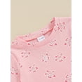 thumbnail image 6 of Musuos Toddler Girl Summer Outfit 12M 18M 24M 3Y 4Y Pink Flower Print Short Sleeve T-Shirts and Elastoc Waist Shorts 2Pcs Clothes Set, 6 of 10