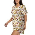 thumbnail image 2 of Qekee Mushroom Women's Pajama Set Short Sleeve Sleepwear Summer Home Wear with Pockets Soft Short Sleeve Shirt - Mushroom, 2 of 9