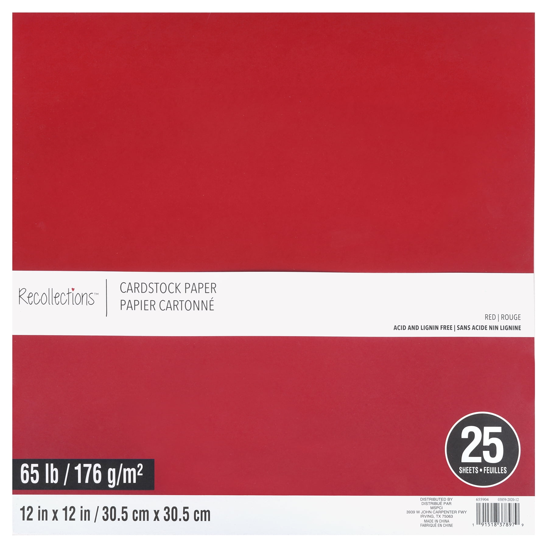 Recollections 300 Sheets Red 12" x 12" Cardstock Paper - Acid and Lignin Free Paper for Scrapbooks, Arts & Crafts - Bulk Pack