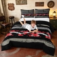 thumbnail image 3 of Manfei GrungeCamo American Flag Queen Comforter Set,Military Patriotic Independence Day Comforter Sets Queen, Black Gray Red, Black Reversible 3pcs, 1 Comforter and 2 Pillowcases, 3 of 6