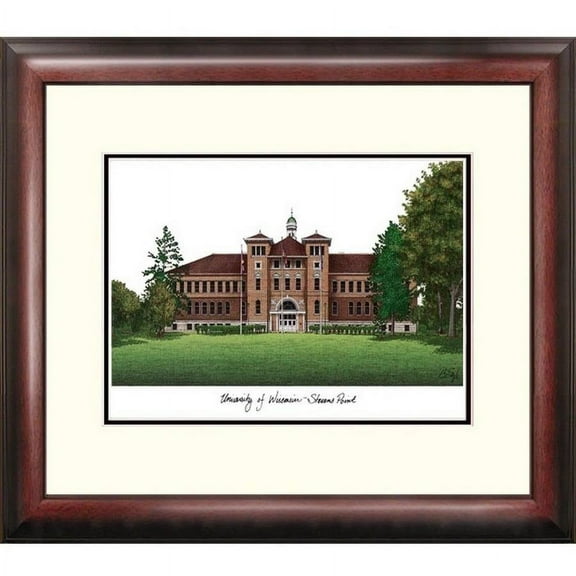 Campus Images ALUMNI-01 University of Wisconsin-Stevens Point Alumnus Lithograph - Mahogany Frame with Black Edge - 18'' x 14''