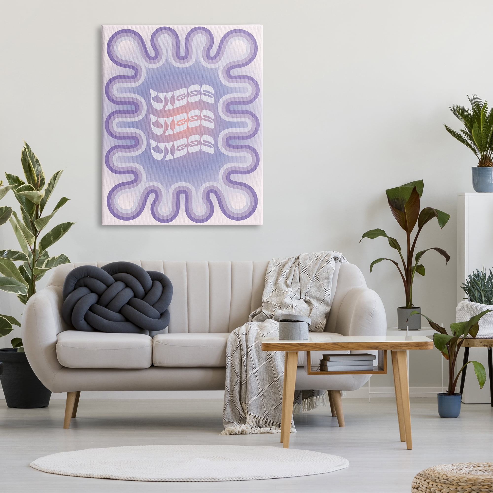 Stupell Industries Vibes Purple Groovy Abstract Inspirational Painting Gallery Wrapped Canvas Print Wall Art