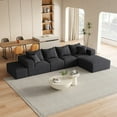 thumbnail image 4 of Modern Upholstered Sectional Boneless Couch Set,Modular 132" L Shaped Sectional Living Room Sofa Set with 6 Pillows,Free Combination Sofa Couch for Living Room,Bedroom (Black), 4 of 11
