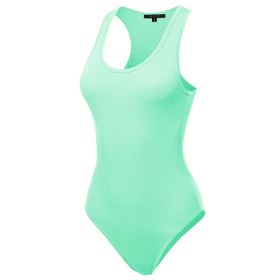 A2Y Women's Fashion Basic Premium Cotton Racerback Tank Body Suit Aqua Marine M