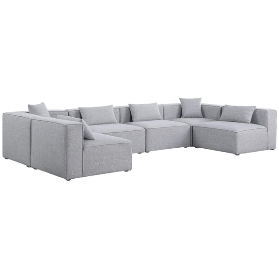Meridian Furniture Cube Grey Durable Linen Modular Sectional