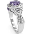 thumbnail image 5 of Three Stone Amethyst Diamond Peekaboo Halo Engagement Ring In 14k White Gold, 5 of 6