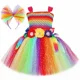 thumbnail image 3 of Vestido de tutú de hada arcoíris para niñas, ropa de fiesta de cumpleaños, vestido de princesa elegante con purpurina para niñas, disfraz de hada de duendecillo para Halloween para niños, 3 of 5