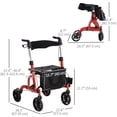 thumbnail image 2 of Déambulateur pour Aînés et Adultes avec Roues de 8 Pieds', Siège et Dossier Rembourrés, Sac de Rangement Rouge, 2 of 6