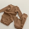 thumbnail image 2 of Gibobby Conjunto de Bebé A niño Bebé, niñas, niños, otoño, algodón sólido, manga larga, pantalones largos, ropa de dormir, conjunto de mono(Café,6-12 Meses), 2 of 3