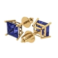 thumbnail image 2 of Clara Pucci 3Ct Tanzanite Princess Cut VVS1 Screw Back Stud 14k Solid hypoallergenic Gold Designer Earrings For December, 2 of 7