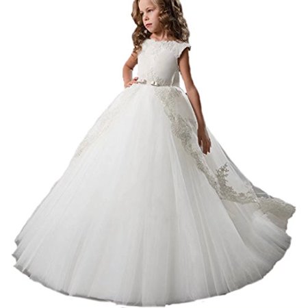 Robe Fille Dentelle Dorée Col O - Taille 6-7 Ans - Cérémonie Mariage Communion Concours - Neuf Sans étiquette