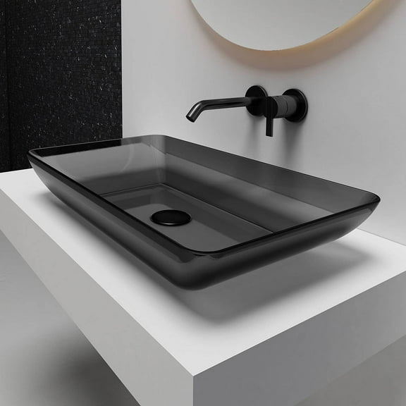 Kinman Transparent Rectangular Solid Surface Vessel Sink - Black