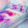 thumbnail image 3 of meiyoeat 3D Flower Butterfly Letter S Zipper Comforter Set with Fitted Sheet and 2 Pillowcases for Girls, Rainbow Stars Zipper Bedding Set, Colorful Star Reversible, 3pcs, 3 of 6