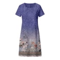 thumbnail image 4 of YMNXA Womens Summer Dress Short Sleeve Round Neck Floral Print Comfortable Stylish Loose Fit Dresses For Everyday Wear And Party,Light Purple,Xxxxxl, 4 of 5