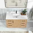 thumbnail image 4 of Vinnova San 48" Single Sink Wood Bath Vanity with Grain Stone in Brown/White, 4 of 17