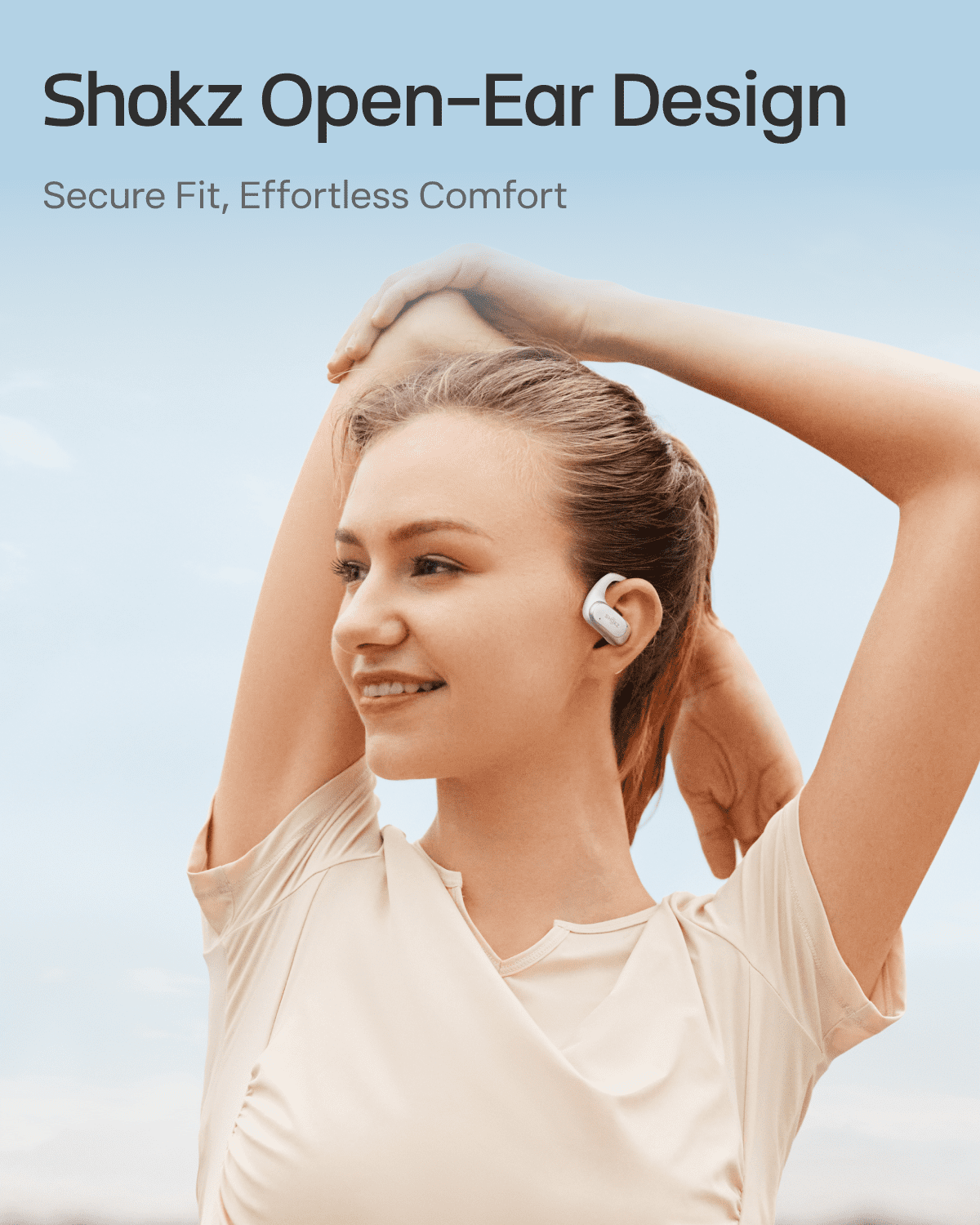 Restored Shokz OpenFit Air - Open-Ear Headphones, True Wireless Earbuds, Water Resistant, Secure Earhooks for Daily Use, white