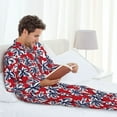 thumbnail image 6 of Naloa Palm Tree Pattern on Red Men’s Pajamas Set - Long Sleeve Button Down Sleep Shirt and Pajama Bottoms Sleepwear Set-XX-Large, 6 of 7