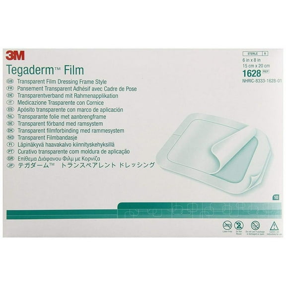 3M Tegaderm Transparent Film Dressing First Aid Gauze, 6" x 8", 10 Count