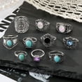 thumbnail image 4 of Set de anillos 17IF Vintage Silver Knuckle con turquesa para mujer, 4 of 7
