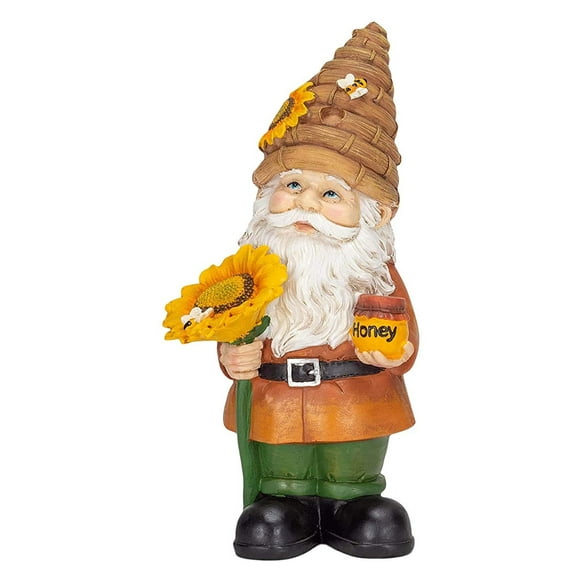 XZNGL Beehive Garden Gnome Figurine, Bright Yellow And Tan Polyresin Statue for Lawn O