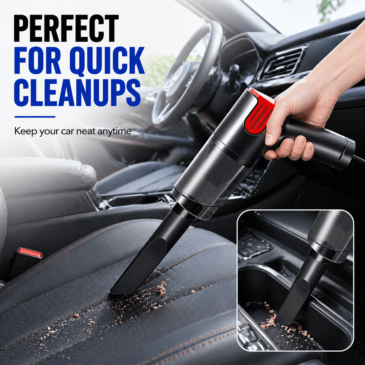 Alvantor Wired Car Vacuum Cleaner, Portable Handheld Mini Vacuum for Car Home Desktop, Silver