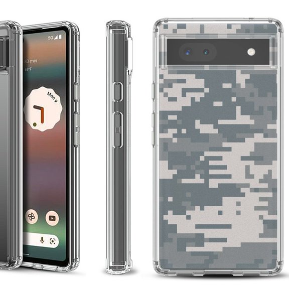 Shockproof Bumper Phone Case for Google Pixel 6a, by OneToughShield - Digital Camo