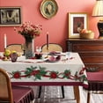 thumbnail image 2 of Christmas Poinsettia Print Tablecloth Waterproof Rectangle Holiday Table Cloth for Dinning Room,60"×84", 2 of 5