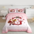 thumbnail image 3 of Manfei Teens Merry Christmas Bedding Comforter Set, Initial Letter G Twin Comforter Sets, Girly Pink Princess Cartoon Reversible Bedding Set, Microfiber Bedroom Decor, 2pcs, 3 of 9