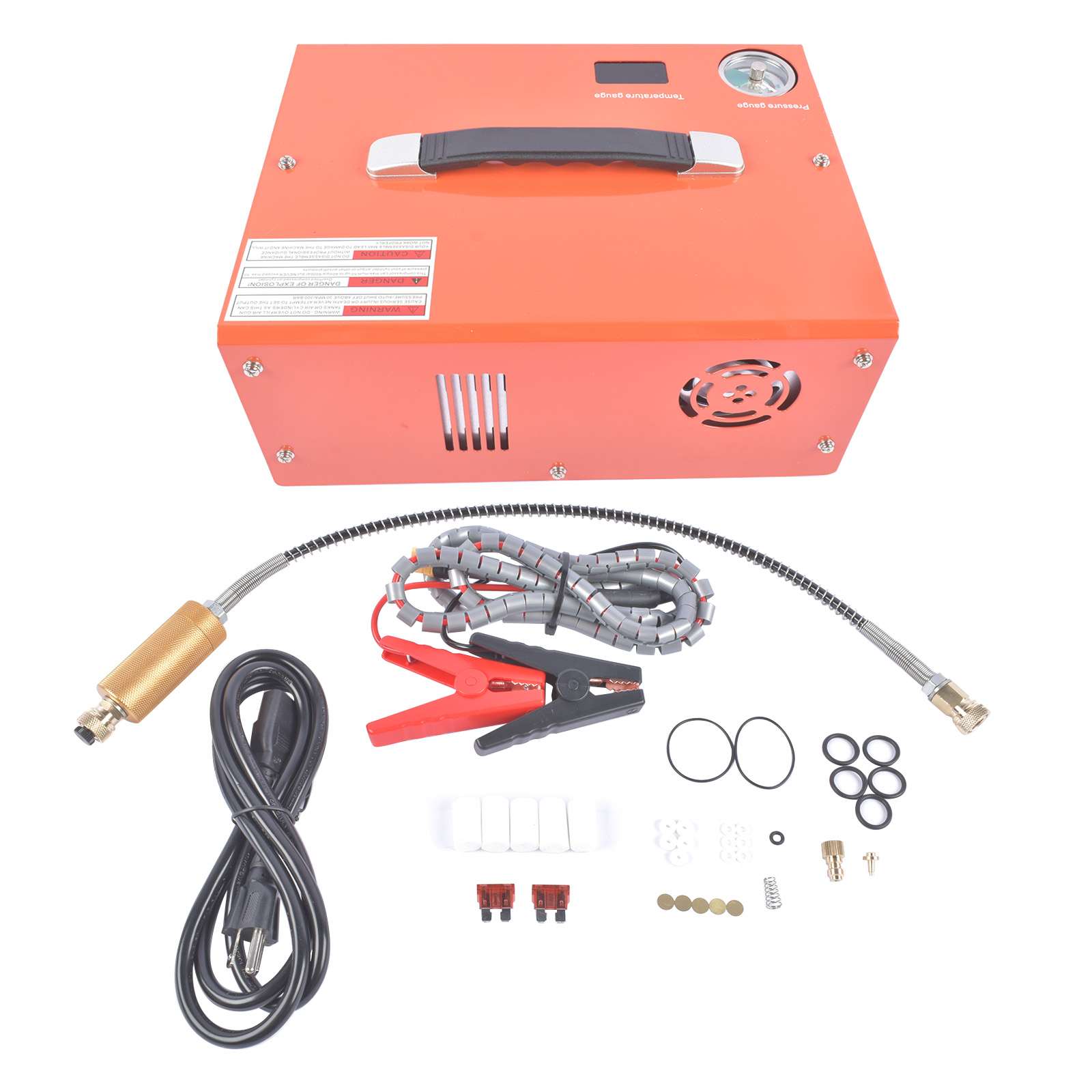 PCP Air Compressor 4500Psi 30Mpa, 500W Auto-Stop Scuba Tank Compressor 12V DC/110V Ac or 220V AC for Home Use, AC Compressor for Mini Scuba Tank - Orange