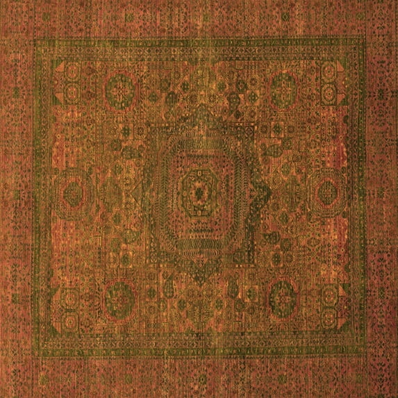 Ahgly Company Indoor Square Abstract Orange Modern Area Rugs, 8' Square