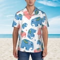 thumbnail image 4 of Cartoon Pink And Blue Elephants Hawaiian Shirts For Men, Summer Short-Sleeve Relaxed-Fit Button-Down Shirts Medium, 4 of 9