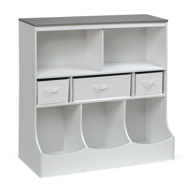 badger basket combo bin storage unit with three baskets gray
